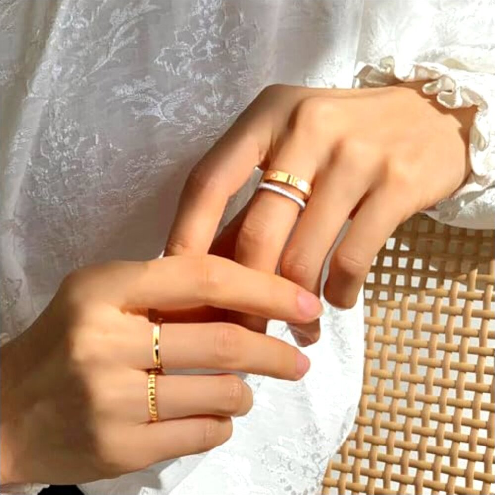 18k Gold Plated Stackable Rings Set, Stainless St… - image 3